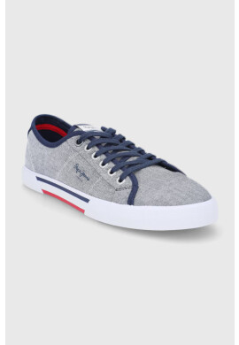 Pepe Jeans Ниски кецове Brady Men Chambray мъжки в сиво - Pepit.bg