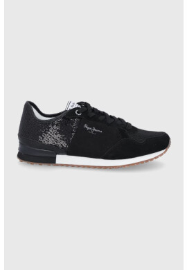 Pepe Jeans Обувки Archie Sequins в черно с равна подметка - Pepit.bg