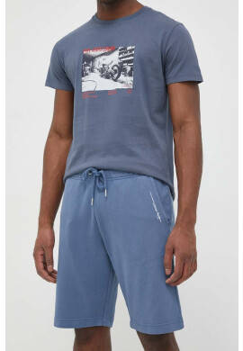 Pepe Jeans Памучен къс панталон David в синьо - Pepit.bg