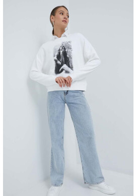 Pepe Jeans Памучен суичър в бяло с принт - Pepit.bg