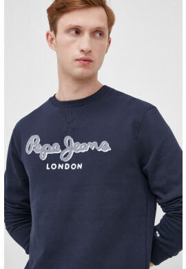 Pepe Jeans Памучен суичър в тъмносиньо с апликация - Pepit.bg