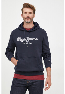 Pepe Jeans Памучен суичър в тъмносиньо с апликация - Pepit.bg