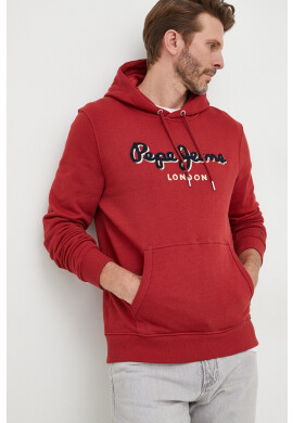 Pepe Jeans Памучен суичър в бордо с апликация - Pepit.bg