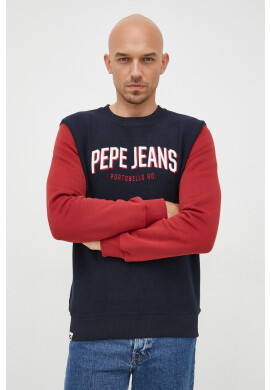 Pepe Jeans Памучен суичър в тъмносиньо с апликация - Pepit.bg