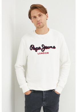 Pepe Jeans Памучен суичър в бежово с принт - Pepit.bg