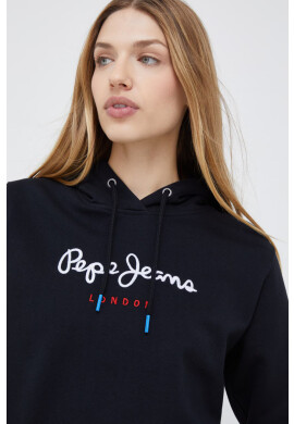 Pepe Jeans Памучен суичър в черно с апликация - Pepit.bg
