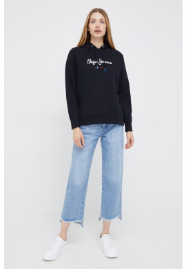 Pepe Jeans Памучен суичър в черно с апликация - Pepit.bg