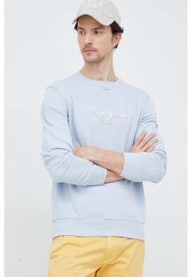 Pepe Jeans Памучен суичър в синьо с десен - Pepit.bg
