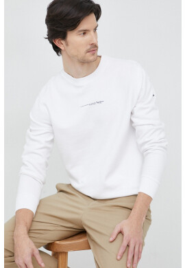 Pepe Jeans Памучен суичър в бяло с изчистен дизайн - Pepit.bg