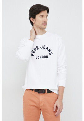 Pepe Jeans Памучен суичър в бяло с десен - Pepit.bg