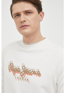 Pepe Jeans Памучен суичър Agamunt в бежово с принт - Pepit.bg