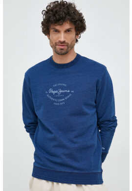 Pepe Jeans Памучен суичър Aston в тъмносиньо с принт - Pepit.bg