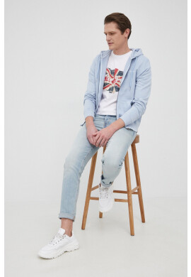 Pepe Jeans Памучен суичър David Zip мъжки с принт - Pepit.bg