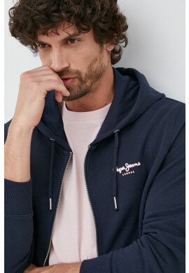 Pepe Jeans Памучен суичър Edward в тъмносиньо с качулка с принт - Pepit.bg