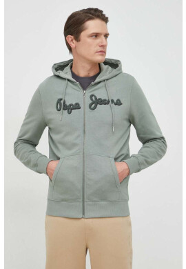 Pepe Jeans Памучен суичър ryan в зелено с качулка с апликация - Pepit.bg
