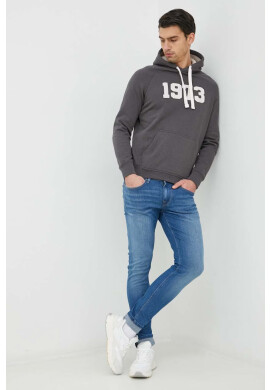 Pepe Jeans Памучен суичър Sammuel в сиво с качулка с апликация - Pepit.bg