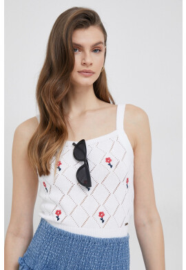 Pepe Jeans Памучен топ Flora в бяло - Pepit.bg