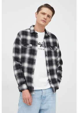Pepe Jeans Памучна риза Frederick мъжка в черно със стандартна кройка с класическа яка - Pepit.bg