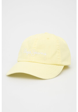 Pepe Jeans Памучна шапка Lucia Cap в жълто с апликация - Pepit.bg