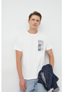 Pepe Jeans Памучна тениска в бяло с принт - Pepit.bg
