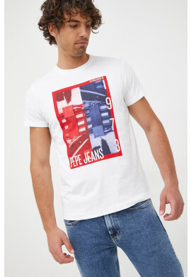 Pepe Jeans Памучна тениска в бяло с принт - Pepit.bg