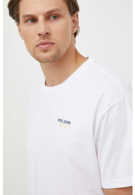 Pepe Jeans Памучна тениска в бяло с принт - Pepit.bg
