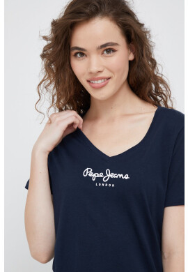 Pepe Jeans Памучна тениска в тъмносиньо - Pepit.bg