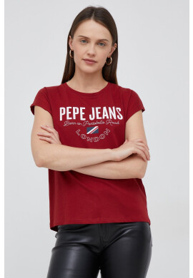 Pepe Jeans Памучна тениска в червено - Pepit.bg