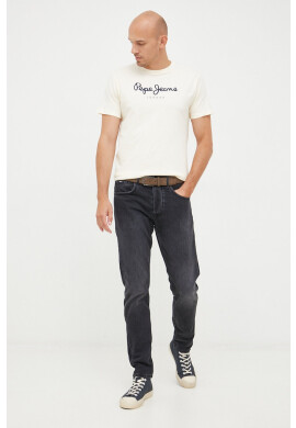 Pepe Jeans Памучна тениска в бежово с принт - Pepit.bg