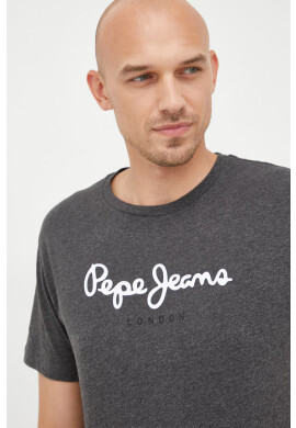 Pepe Jeans Памучна тениска в сиво с принт - Pepit.bg