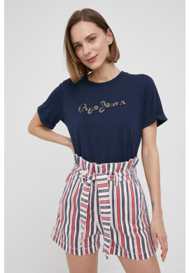 Pepe Jeans Памучна тениска Babette в тъмносиньо - Pepit.bg