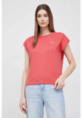Pepe Jeans Памучна тениска Bloom в червено - Pepit.bg