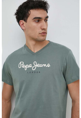 Pepe Jeans Памучна тениска Eggo в зелено с принт - Pepit.bg