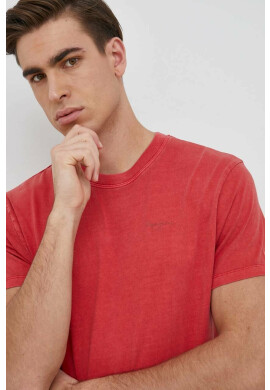 Pepe Jeans Памучна тениска Jacko В червено с изчистен дизайн - Pepit.bg