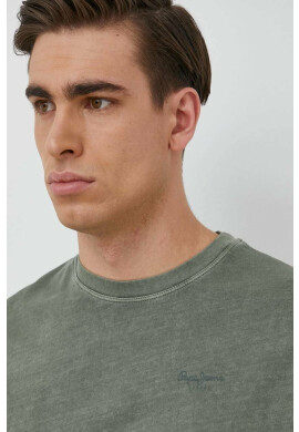 Pepe Jeans Памучна тениска Jacko В зелено с изчистен дизайн - Pepit.bg