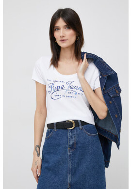 Pepe Jeans Памучна тениска Mery в бяло - Pepit.bg