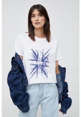 Pepe Jeans Памучна тениска Mona в бяло - Pepit.bg
