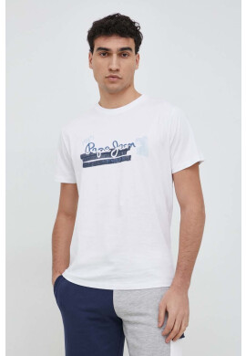 Pepe Jeans Памучна тениска Rafa в бяло с принт - Pepit.bg