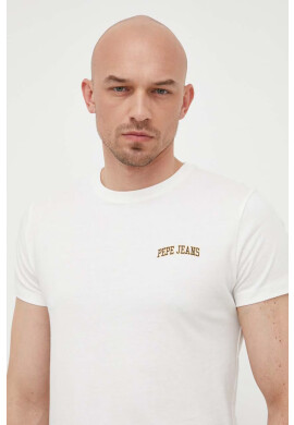 Pepe Jeans Памучна тениска Ronson в бяло с принт - Pepit.bg
