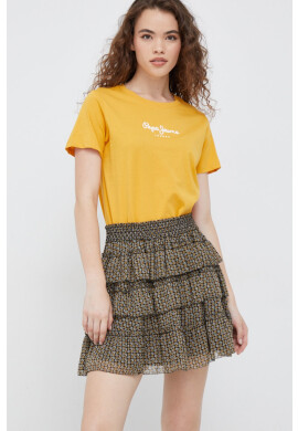 Pepe Jeans Пола в зелено къс модел разкроен модел - Pepit.bg