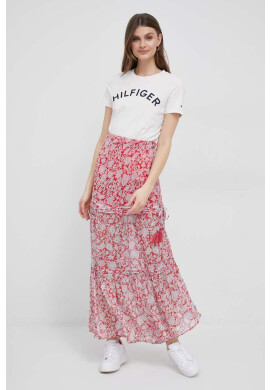 Pepe Jeans Пола Brunella в червено дълъг модел разкроен модел - Pepit.bg