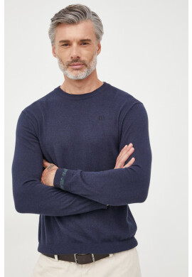 Pepe Jeans Пуловер с вълна мъжки в тъмносиньо от лека материя - Pepit.bg
