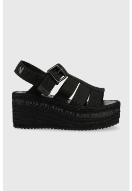 Pepe Jeans Сандали WITNEY в черно със скосена платформа PLS90577 - Pepit.bg