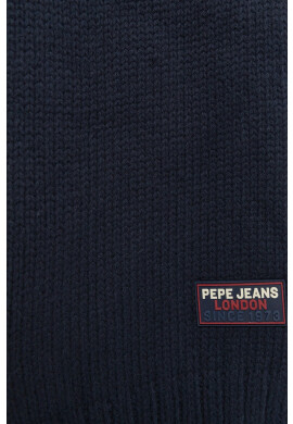 Pepe Jeans Шал с вълна в тъмносиньо с изчистен дизайн - Pepit.bg