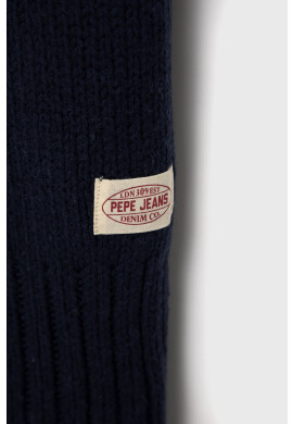 Pepe Jeans Шал с вълна в тъмносиньо с изчистен дизайн - Pepit.bg