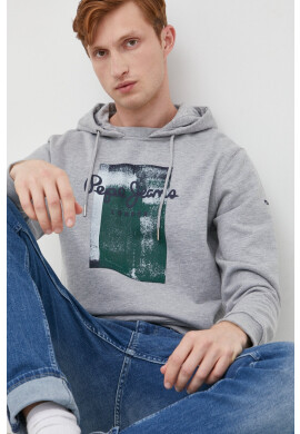 Pepe Jeans Суичър в сиво с качулка с апликация - Pepit.bg