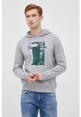 Pepe Jeans Суичър в сиво с качулка с апликация - Pepit.bg