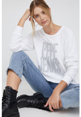 Pepe Jeans Суичър в бяло с апликация - Pepit.bg