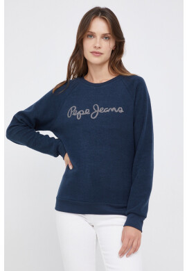 Pepe Jeans Суичър дамски в тъмносиньо с апликация - Pepit.bg