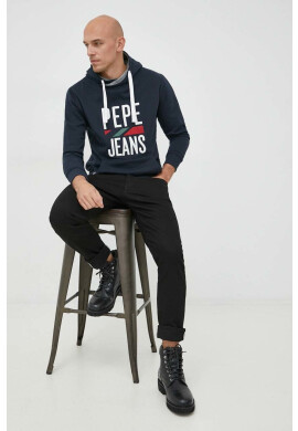 Pepe Jeans Суичър Perrin в тъмносиньо с качулка с апликация - Pepit.bg
